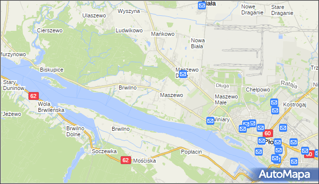 mapa Maszewo gmina Stara Biała, Maszewo gmina Stara Biała na mapie Targeo