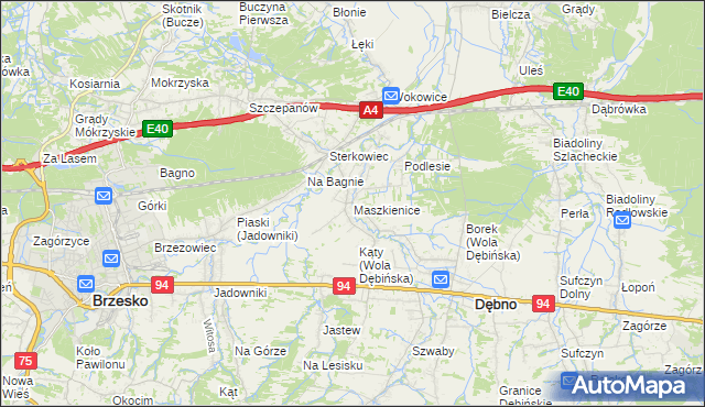 mapa Maszkienice, Maszkienice na mapie Targeo