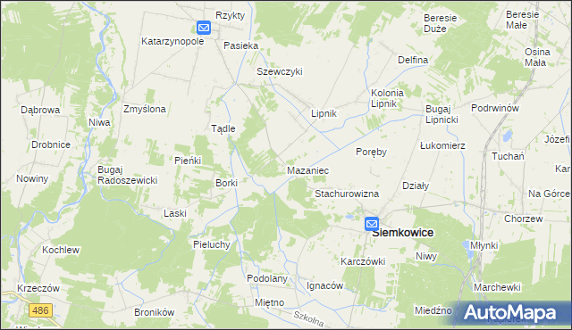 mapa Mazaniec, Mazaniec na mapie Targeo