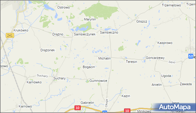 mapa Michalin gmina Nakło nad Notecią, Michalin gmina Nakło nad Notecią na mapie Targeo