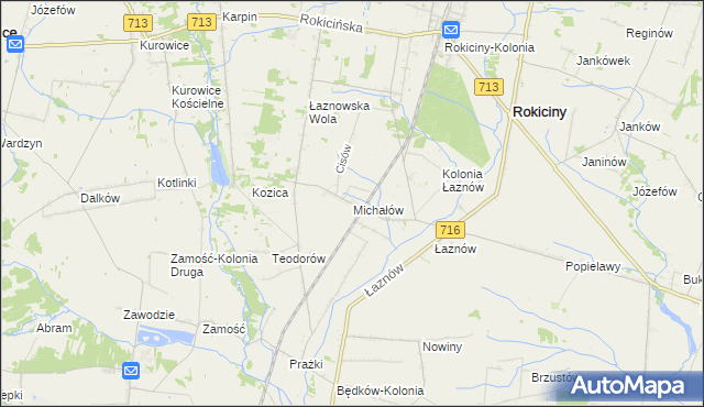 mapa Michałów gmina Rokiciny, Michałów gmina Rokiciny na mapie Targeo