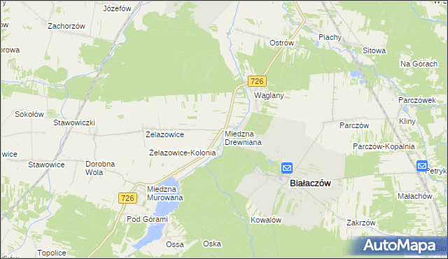 mapa Miedzna Drewniana, Miedzna Drewniana na mapie Targeo