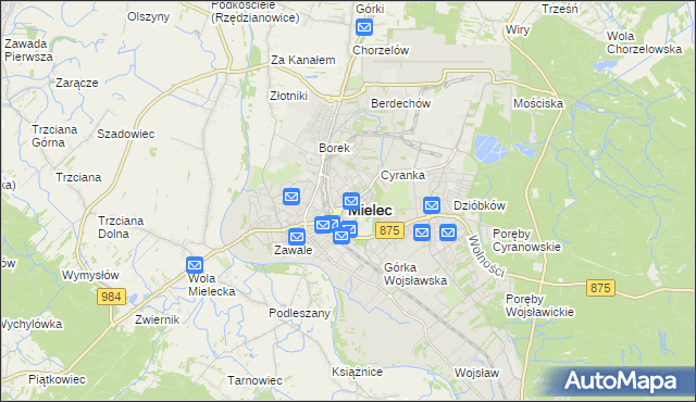 mapa Mielca, Mielec na mapie Targeo