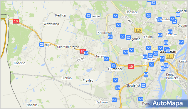 mapa Mierzyn gmina Dobra (Szczecińska), Mierzyn gmina Dobra (Szczecińska) na mapie Targeo
