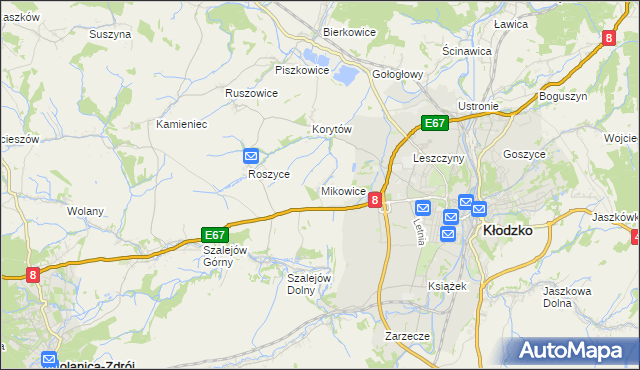mapa Mikowice gmina Kłodzko, Mikowice gmina Kłodzko na mapie Targeo