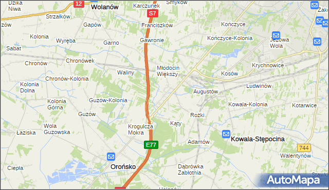 mapa Młodocin Mniejszy, Młodocin Mniejszy na mapie Targeo