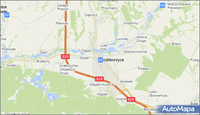 mapa Modliborzyce powiat janowski, Modliborzyce powiat janowski na mapie Targeo