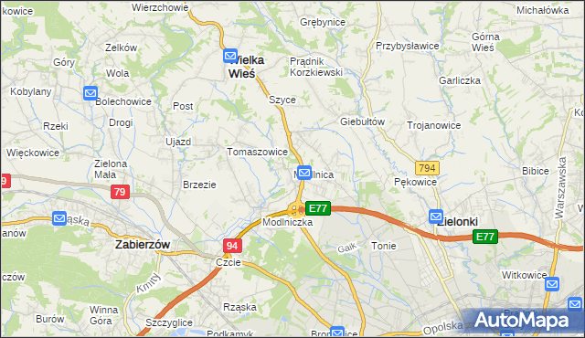 mapa Modlnica, Modlnica na mapie Targeo