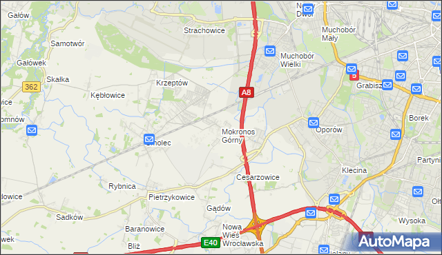 mapa Mokronos Górny, Mokronos Górny na mapie Targeo