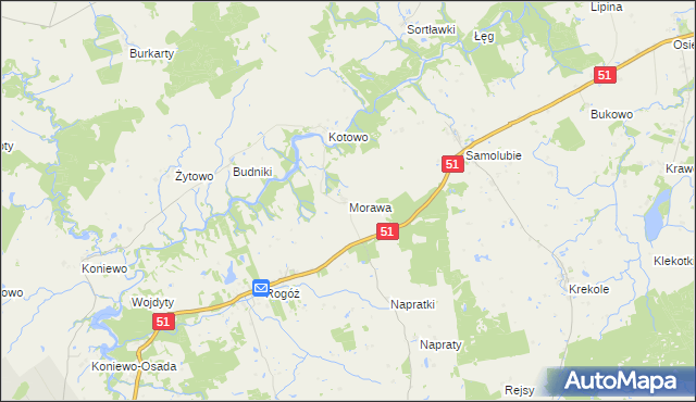 mapa Morawa gmina Lidzbark Warmiński, Morawa gmina Lidzbark Warmiński na mapie Targeo