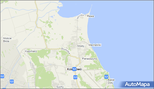 mapa Mosty gmina Kosakowo, Mosty gmina Kosakowo na mapie Targeo