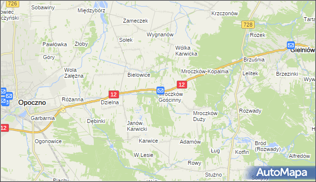 mapa Mroczków Gościnny, Mroczków Gościnny na mapie Targeo