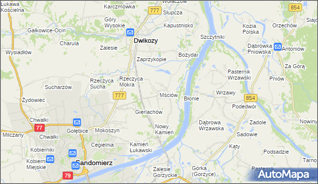 mapa Mściów, Mściów na mapie Targeo