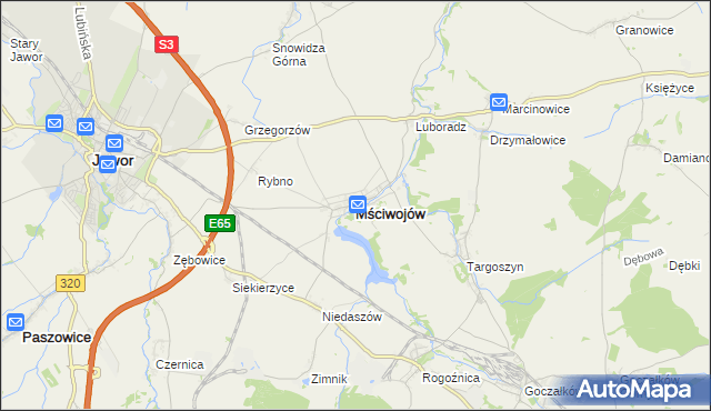 mapa Mściwojów, Mściwojów na mapie Targeo
