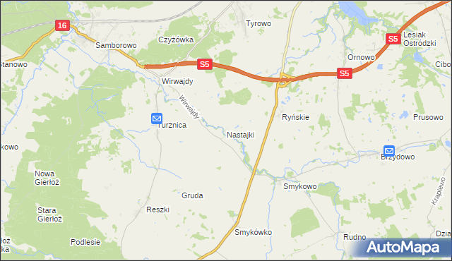 mapa Nastajki, Nastajki na mapie Targeo