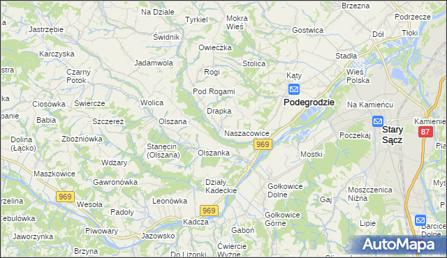 mapa Naszacowice, Naszacowice na mapie Targeo