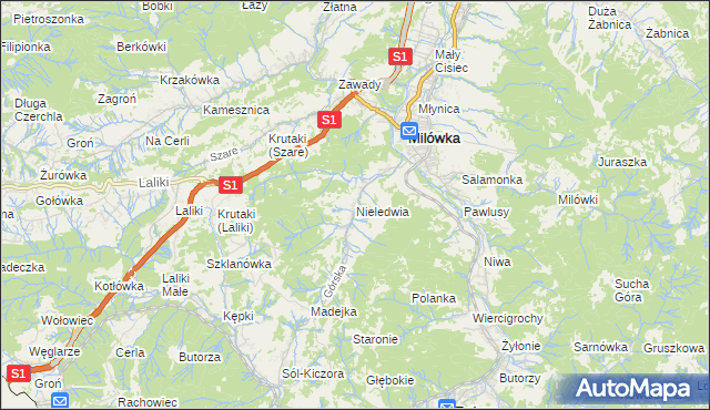 mapa Nieledwia, Nieledwia na mapie Targeo