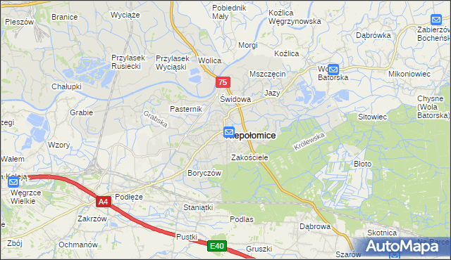 mapa Niepołomice, Niepołomice na mapie Targeo