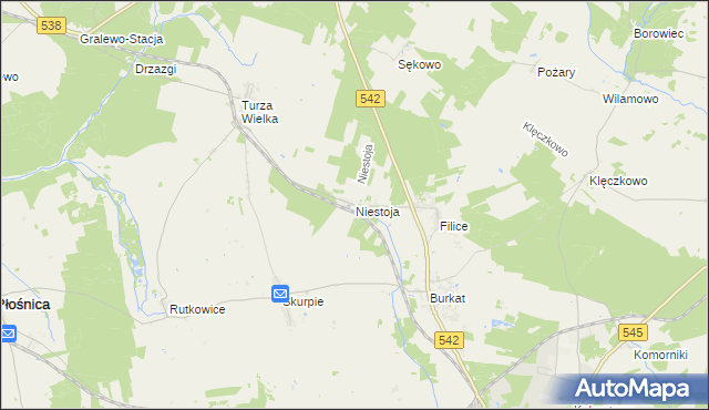 mapa Niestoja, Niestoja na mapie Targeo
