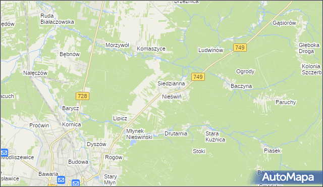 mapa Nieświń, Nieświń na mapie Targeo