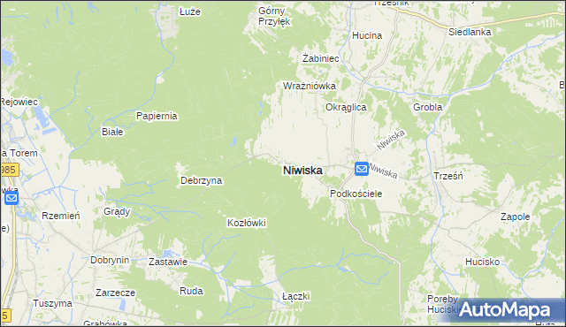 mapa Niwiska powiat kolbuszowski, Niwiska powiat kolbuszowski na mapie Targeo