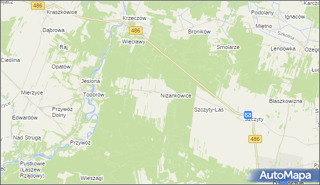 mapa Niżankowice, Niżankowice na mapie Targeo