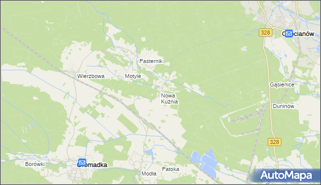 mapa Nowa Kuźnia gmina Gromadka, Nowa Kuźnia gmina Gromadka na mapie Targeo