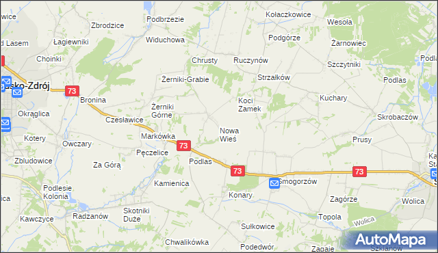 mapa Nowa Wieś gmina Busko-Zdrój, Nowa Wieś gmina Busko-Zdrój na mapie Targeo
