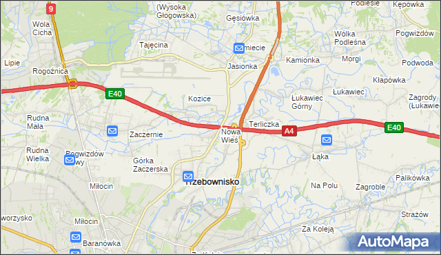 mapa Nowa Wieś gmina Trzebownisko, Nowa Wieś gmina Trzebownisko na mapie Targeo