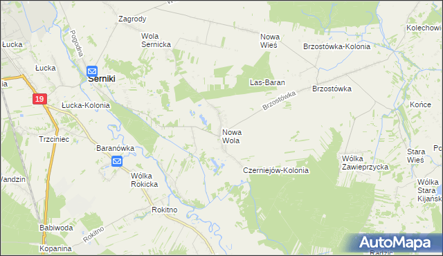 mapa Nowa Wola gmina Serniki, Nowa Wola gmina Serniki na mapie Targeo