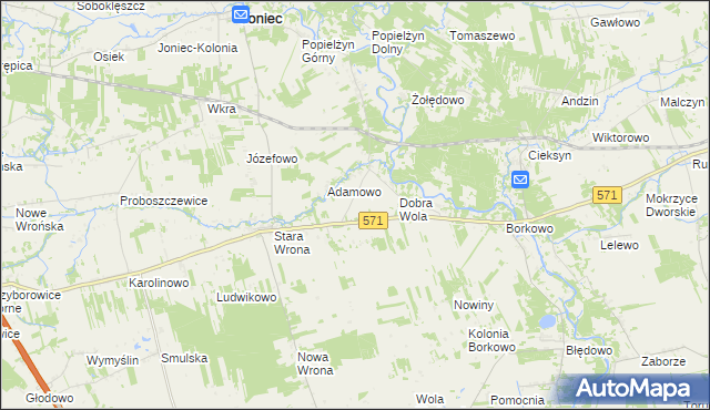 mapa Nowa Wrona gmina Nasielsk, Nowa Wrona gmina Nasielsk na mapie Targeo