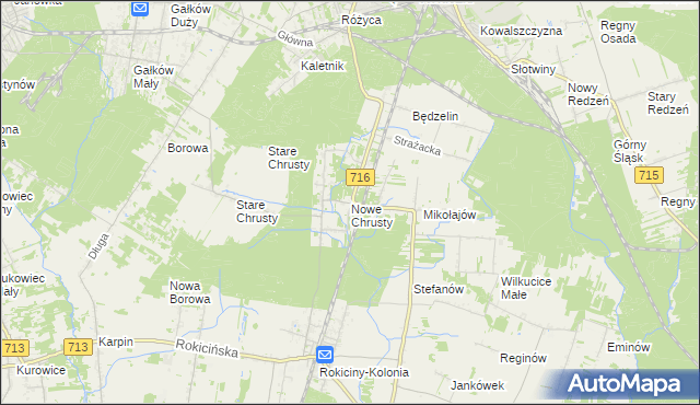 mapa Nowe Chrusty, Nowe Chrusty na mapie Targeo