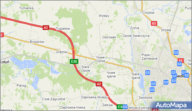mapa Nowe Opole, Nowe Opole na mapie Targeo