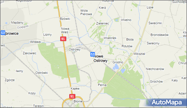 mapa Nowe Ostrowy, Nowe Ostrowy na mapie Targeo