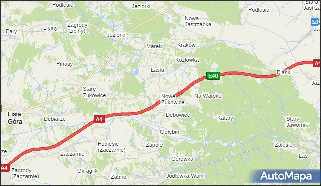 mapa Nowe Żukowice, Nowe Żukowice na mapie Targeo