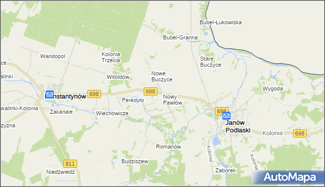 mapa Nowy Pawłów, Nowy Pawłów na mapie Targeo