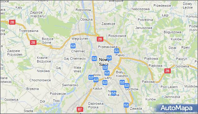 mapa Nowego Sącza, Nowy Sącz na mapie Targeo