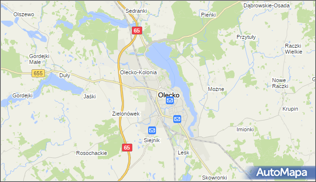 mapa Olecko, Olecko na mapie Targeo