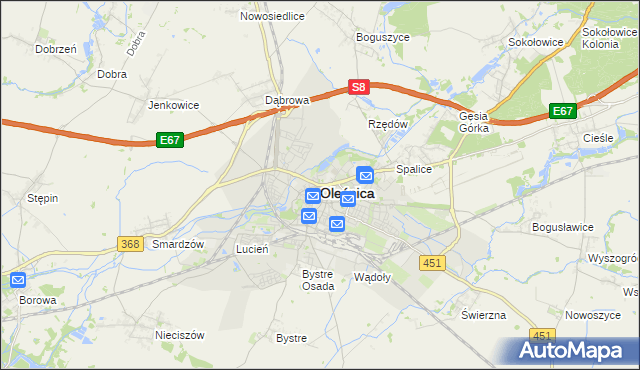 mapa Oleśnica, Oleśnica na mapie Targeo