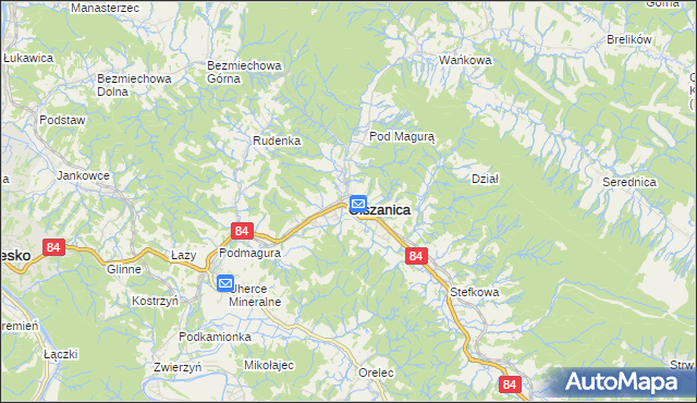 mapa Olszanica powiat leski, Olszanica powiat leski na mapie Targeo