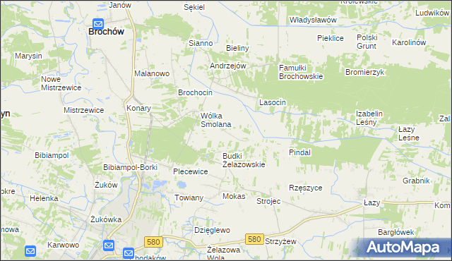 mapa Olszowiec gmina Brochów, Olszowiec gmina Brochów na mapie Targeo