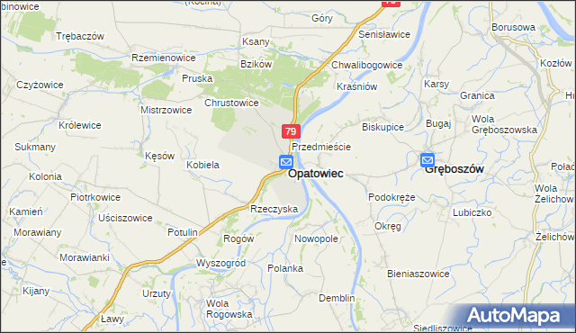 mapa Opatowiec powiat kazimierski, Opatowiec powiat kazimierski na mapie Targeo