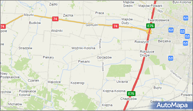 mapa Oprzężów, Oprzężów na mapie Targeo