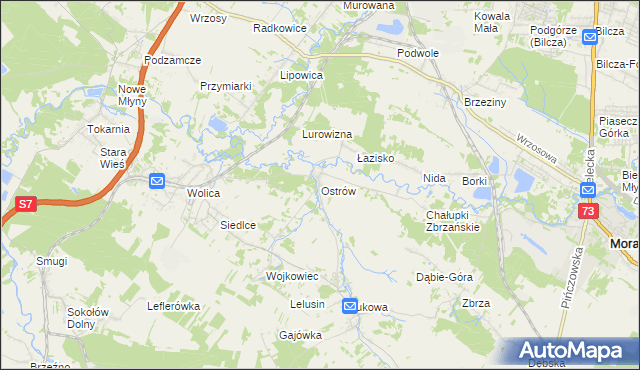 mapa Ostrów gmina Chęciny, Ostrów gmina Chęciny na mapie Targeo