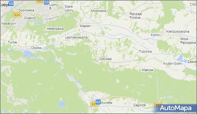 mapa Ostrowik gmina Poświętne, Ostrowik gmina Poświętne na mapie Targeo