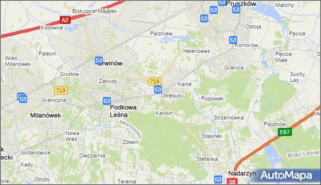 mapa Otrębusy, Otrębusy na mapie Targeo