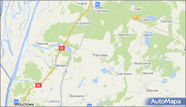 mapa Pacholęta, Pacholęta na mapie Targeo