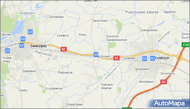 mapa Paczkowo gmina Swarzędz, Paczkowo gmina Swarzędz na mapie Targeo