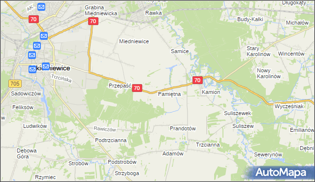 mapa Pamiętna, Pamiętna na mapie Targeo