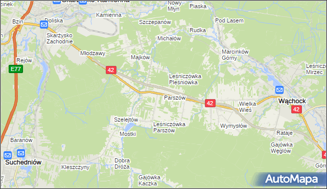mapa Parszów, Parszów na mapie Targeo